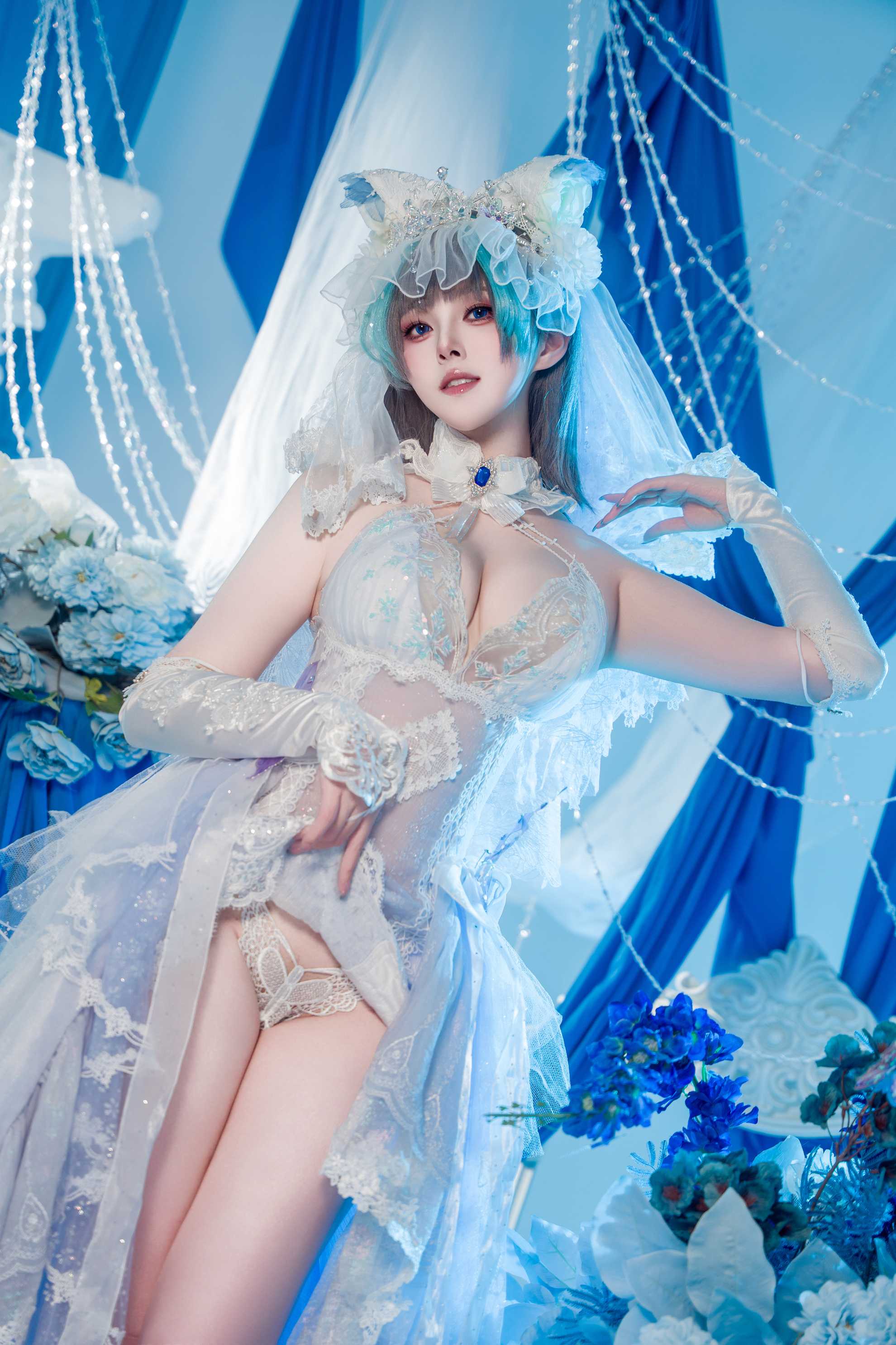 Natsuko夏夏子 – 碧蓝航线 柴郡婚纱 - 蕾丝纹路的处理比官图还细（第2张，共4张）