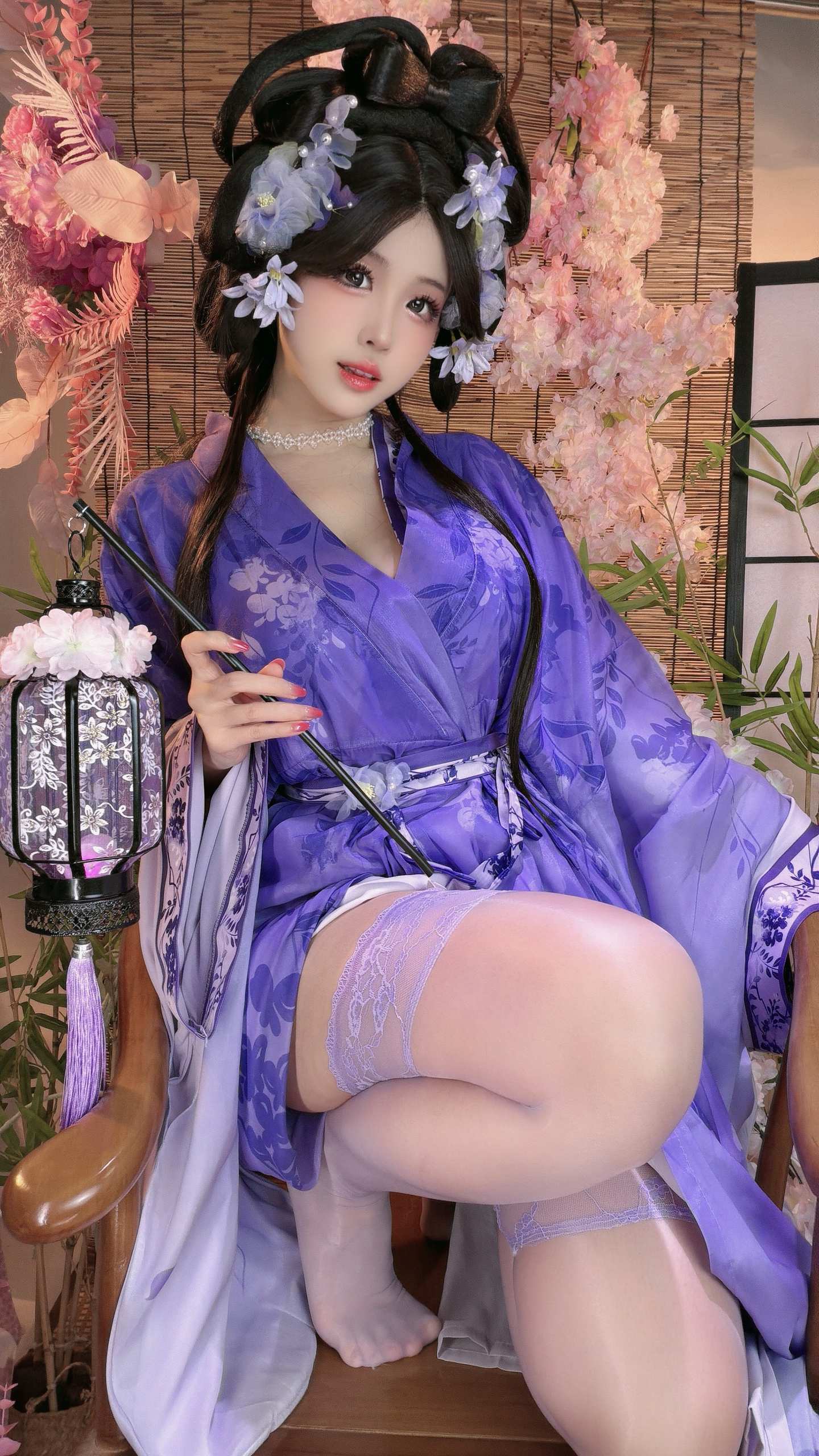 miko酱ww 订阅 - 紫色和风这套,道具和妆造是绑在一起的(第3张,共4张)